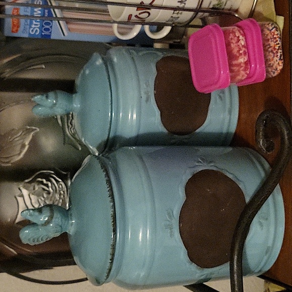 Ceramic rooster turquoise set - Picture 2 of 3